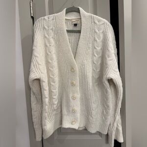 Oversized Ivory Cable Knit Cardigan